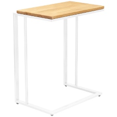 Изображение товара Столик кофейный приставной белый из металла и дерева 55x36,5x67 см