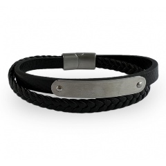 Изображение товара Браслет Greenwich GW 00B081.11.11 кожа сталь гравировка мужской стильный