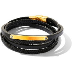 Изображение товара Стильный мужской браслет из кожи с золотым покрытием и стальной застежкой GREENWICH GW 01265G.12.11