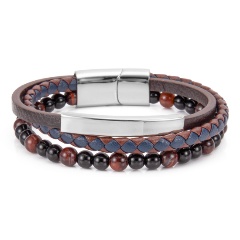 Изображение товара Мужской кожаный браслет с вставкой из агата GREENWICH GW 0169ZS