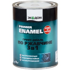 Изображение товара Грунт-эмаль по ржавчине Экодом 3 в 1 0,9 кг белая полуматовая