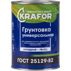 Изображение товара Грунтовка ГФ-021 алкидная по дереву и металлу Krafor 0,8 кг красно-коричневая
