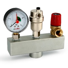 Изображение товара Группа безопасности котла Uni-Fitt до 50 кВт, 1", 3 бар, сталь