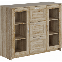 Изображение товара Тумба ГУД ЛАКК 2.02.03.380.3 СИРИУС 2 двери со стеклом и 3 ящика 117х95 сонома RU