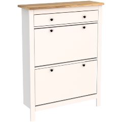 Изображение товара Тумба для обуви САГА 92х122 белая/ясень с выдвижным ящиком и магнитными фиксаторами