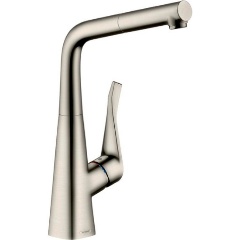 Изображение товара Смеситель для кухни Hansgrohe Metris M71 320, с вытяжным изливом, сталь