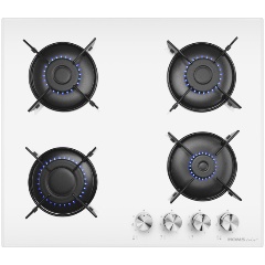 Изображение товара Газовая варочная панель HOMSair HGG641EWH с 4 конфорками и газ-контролем