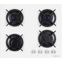 Изображение товара Газовая варочная панель HOMSair HGG641WH 4 конфорки белое стекло Турция