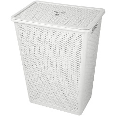 Изображение товара Корзина для белья HOMVER Wenge 35 л из полипропилена светло-серая с крышкой и ручками