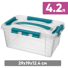 Изображение товара Ящик HONEYCOMB для хранения универсальный с замками и ручкой, 4,2Л (Голубой)