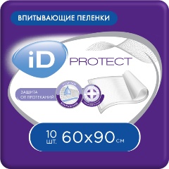 Изображение товара Пеленки одноразовые впитывающие iD Protect 60x90 10 шт