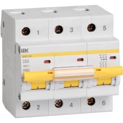 Изображение товара Автоматический выключатель IEK 3п 40А ВА47-100 с высоким уровнем защиты