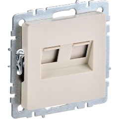 Изображение товара Розетка IEK BRITE компьютерная двойная СП RJ45 кат.5E, РК10-2-БрКр бежевый, BR-K20-1-K10