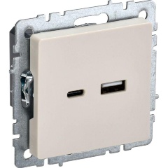 Изображение товара Розетка IEK BRITE USB A+C 18Вт РЮ11-1-БрКр бежевый, BR-U22-018-K10