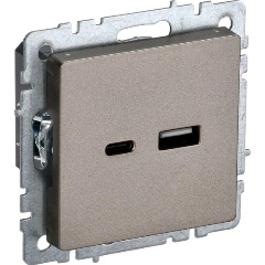 Изображение товара Розетка IEK BRITE USB A+C 18Вт РЮ11-1-БрШ шампань, BR-U22-018-K37
