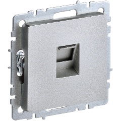 Изображение товара Розетка IEK BRITE компьютерная СП RJ45 кат.5E, РК10-БрА алюминий, BR-K10-1-K47