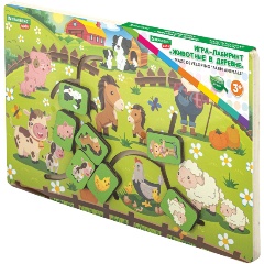 Изображение товара Игра-лабиринт BRAUBERG KIDS Животные в деревне с бегунками