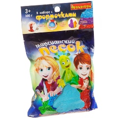 Изображение товара Набор BONDIBON ВВ1730 Марсианский песок. Цвет голубой, 500 г, с 4 формочками