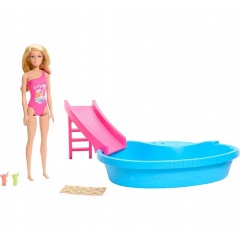 Изображение товара Игровой набор Barbie HRJ74 Pool mit Puppe Блондинка с бассейном