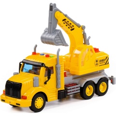 Изображение товара Игрушка инерционная ПОЛЕСЬЕ 86440 Профи, автомобиль-экскаватор инерционный (со светом и звуком) (жёлтый)