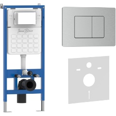 Изображение товара Инсталляция IBERICA BLANCA Комплект 2 в 1 +клавиша смыва хром матовый, нержавеющая сталь INOX-C (IB.B011.003.002)