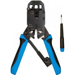 Изображение товара Обжимной инструмент Hyperline HT-2008AR для RJ-11, RJ-12, RJ-45 с регулировкой и храповым механизмо