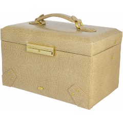 Изображение товара Шкатулка для украшений Jardin D Ete P6220A бежевая рептилия с зеркалом и отделениями