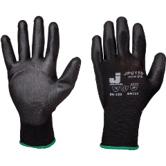 Изображение товара Перчатки защитные JETA SAFETY нейлон c полиуретан покрытием JetaSafety JP011b, черные (XL), 12 пар/уп