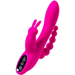 Изображение товара Вибратор JOS Ярко-розовый тройной вибростимулятор SPANKY - 21 см.