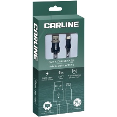 Изображение товара Кабель CARLINE USB-Lightning 1 метр, 2.1 Ампера