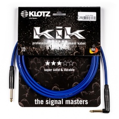 Изображение товара Инструментальный кабель Klotz KIKKG4.5PRBL 4,5 метра, прямой/угловой коннекторы