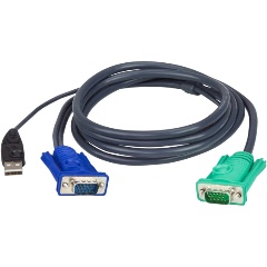 Изображение товара Кабель KVM ATEN 2L-5201U USB(тип А Male)+HDB15(Male)/SPHD15(Male) 1,2м., черный, 1.2M