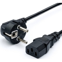 Изображение товара Кабель питания Bion 3м, евровилка с заземлением, 0.75мм, Schuko-C13, 10А, черный (BXP-PC-186-VDE-3M)