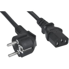Изображение товара Кабель питания FILUM FL-PC-SH90/C13-C2-3.0-BK 3*1,5mm, евровилка угловая Schuko - С13 3.0м черный