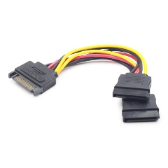 Изображение товара Кабель питания SATA Cablexpert, 15pin (M)/2x15pin(F), на 2 устр, 15см