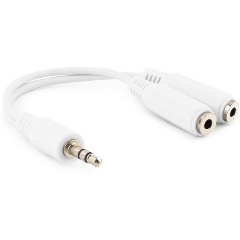 Изображение товара Кабель разветвитель аудио сигнала Cablexpert, джек3.5 папа->2х джек3.5 мама, 10см, белый CCA-415W