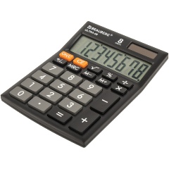 Изображение товара Настольный калькулятор BRAUBERG ULTRA-08-BK с ярким дисплеем и двойным питанием