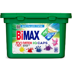 Изображение товара Капсулы для стирки BiMAX 100 пятен, 12 шт, контейнер