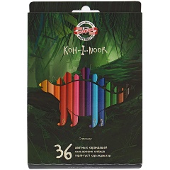 Изображение товара Карандаши цветные KOH-I-NOOR Динозавр заточенные 36 цв. 36 шт., 3595036007KSRU