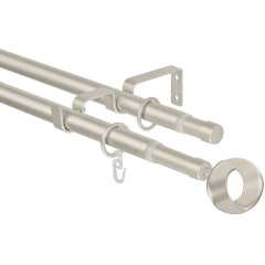 Изображение товара Металлический раздвижной двухрядный карниз Эскар Кольцо 16/19мм 160-320см матовый никель