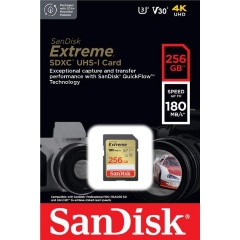 Изображение товара Карта памяти SanDisk Extreme SDXC Class 10 UHS-I U3 V30 256Gb (180/130 MB/s)