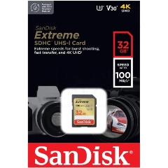 Изображение товара Карта памяти SanDisk Extreme SDHC Class 10 UHS-I U3 V30 32Gb (100/60 MB/s)