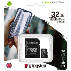 Карта памяти micro SDHC 32Gb Kingston Canvas Select Plus UHS-I U1 A1 + ADP (100/10 Mb/s)