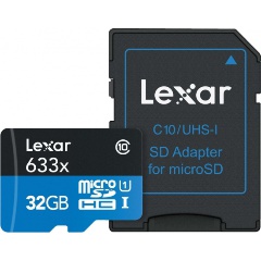 Карта памяти micro SDHC 32Gb Lexar High-Performance 633x UHS-I U1 + ADP (100/10 MB/s)