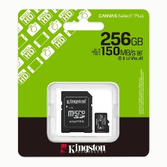 Изображение товара Карта памяти microSDXC 256Gb Kingston Canvas Select Plus Gen3 UHS-I U1 A1 + ADP 150 Mb/s