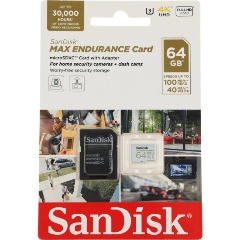 Изображение товара Карта памяти microSDXC 64Gb Sandisk Max Endurance UHS-I U3 V30 + ADP