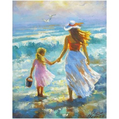Изображение товара Картина по номерам 40х50 см, ОСТРОВ СОКРОВИЩ "На прогулке с мамой", на подрамнике, акрил