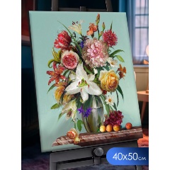 Изображение товара Картина по номерам с кристаллами из хрусталя ФЛЮИД SHR0589 Бузин. Цветы и фрукты, 40х50 см