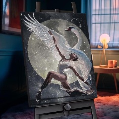 Изображение товара Картина по номерам с кристаллами из хрусталя ФЛЮИД SHR0548 Грация лебедя 40х50 см