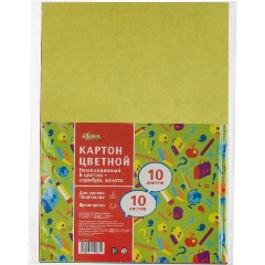 Изображение товара Картон цветной №1School 10л.10цв.А4 немелов(золото+сереб) Отличник